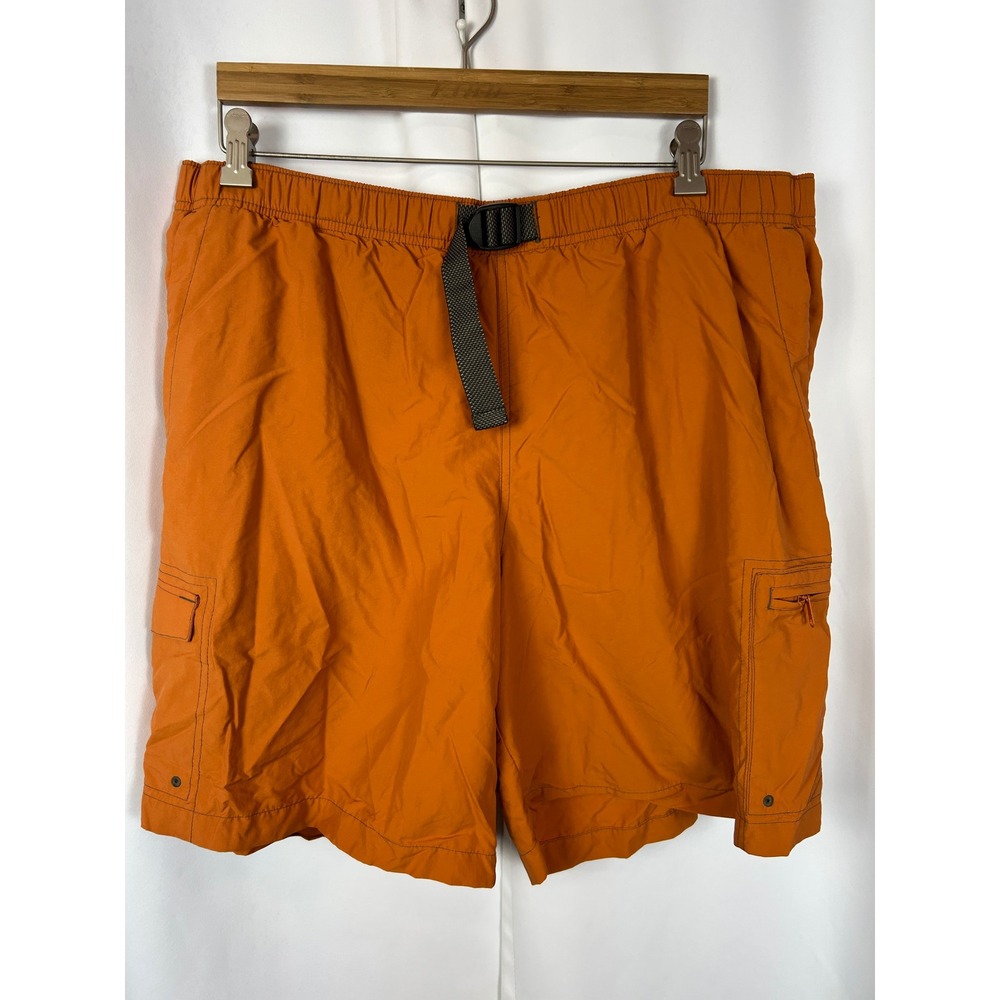 Vintage Y2K Columbia Orange Cargo Hiking Shorts Mesh Lined XL Mens Gorpcore